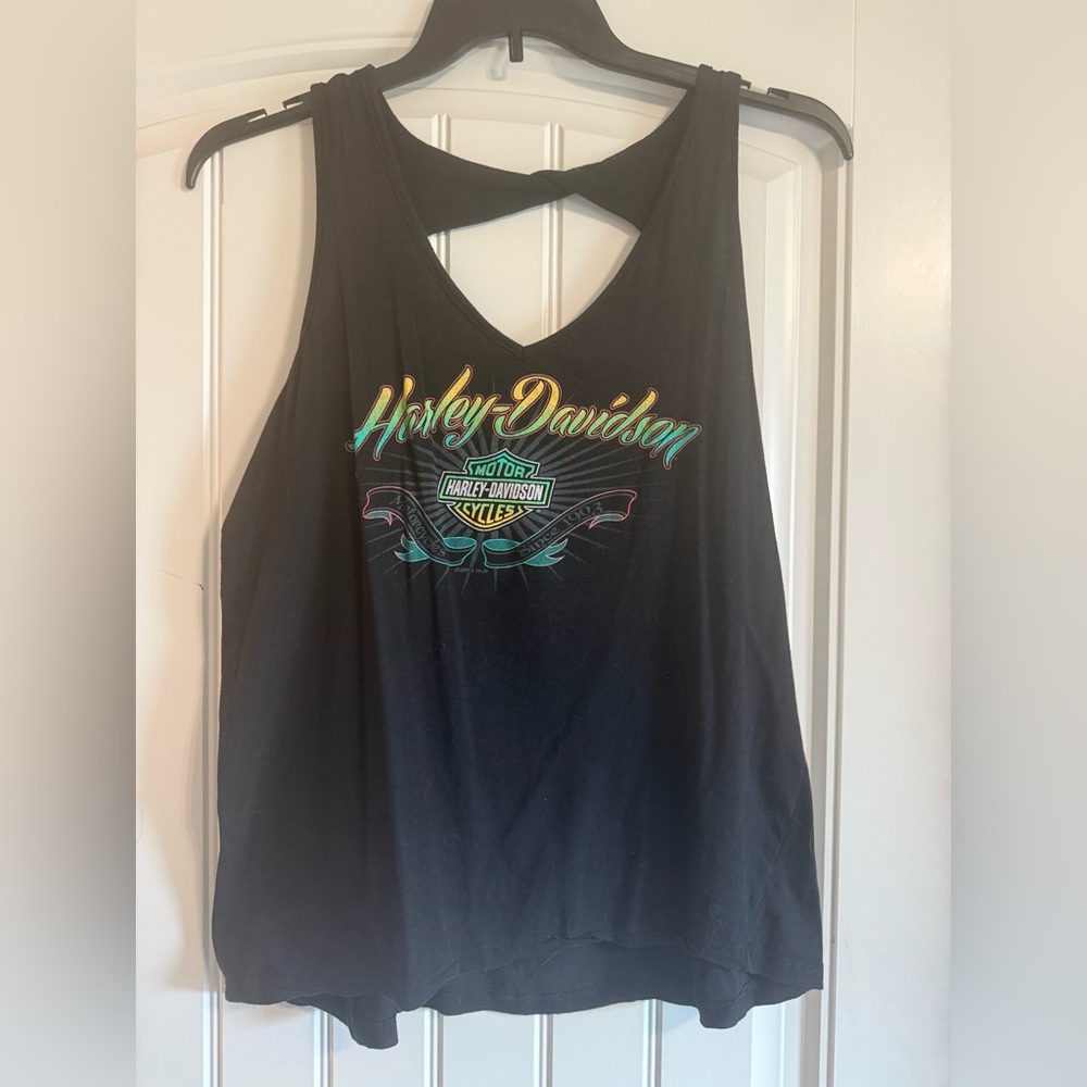 Harley-Davidson Black Tank Top with Colorful Logo Womens XL